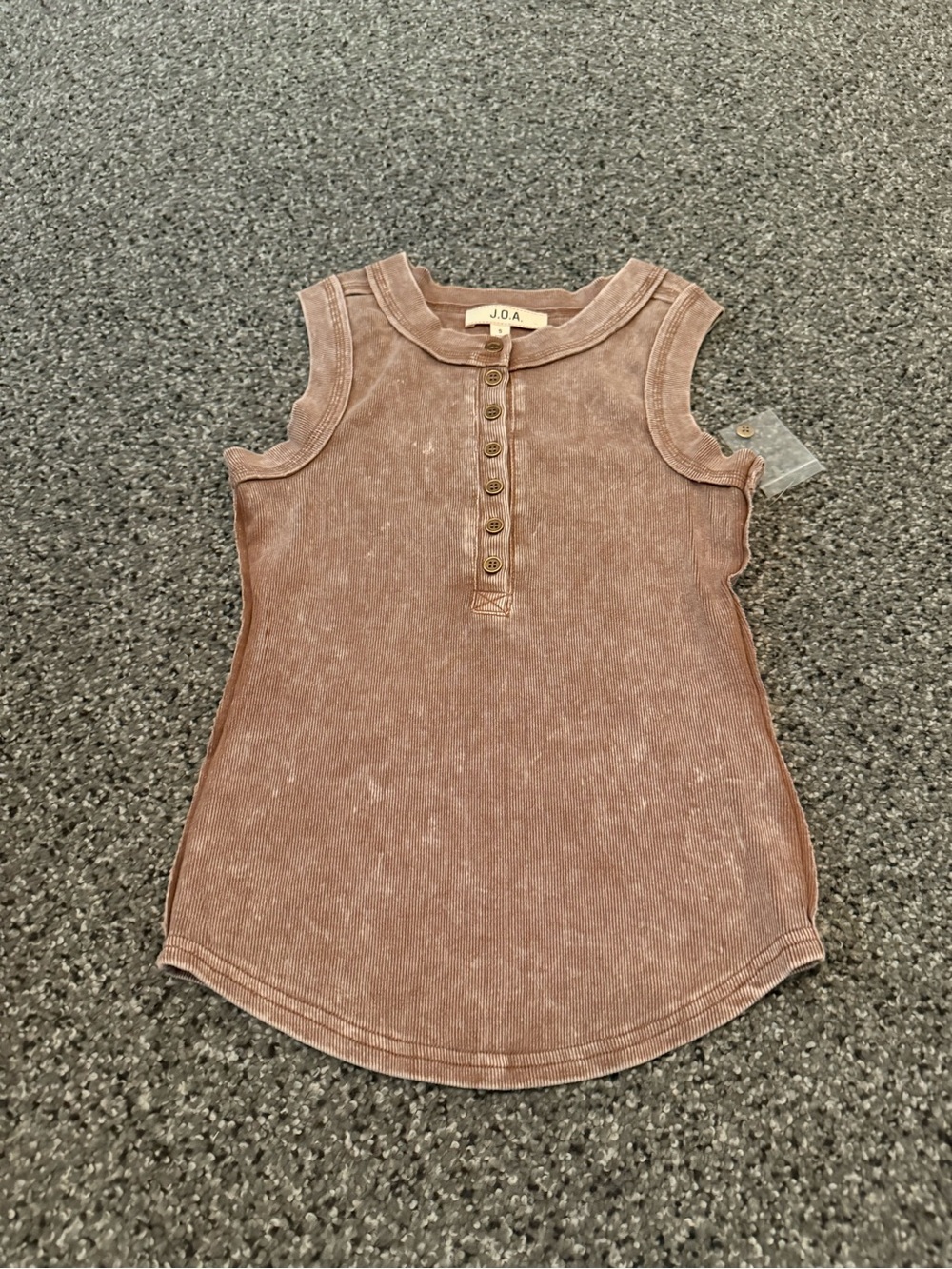 J.O.A.Mauve Ribbed Henley Tank Top